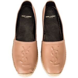 Saint Laurent nude Nappa Vendome Leather Espadrille Slip-Ons